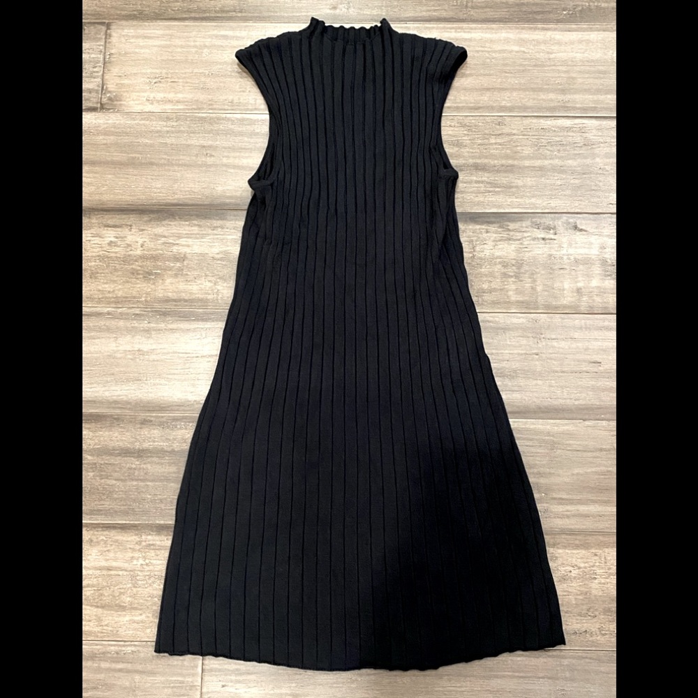 RVCA Soft ribbed sleeveless bow turtleneck dress